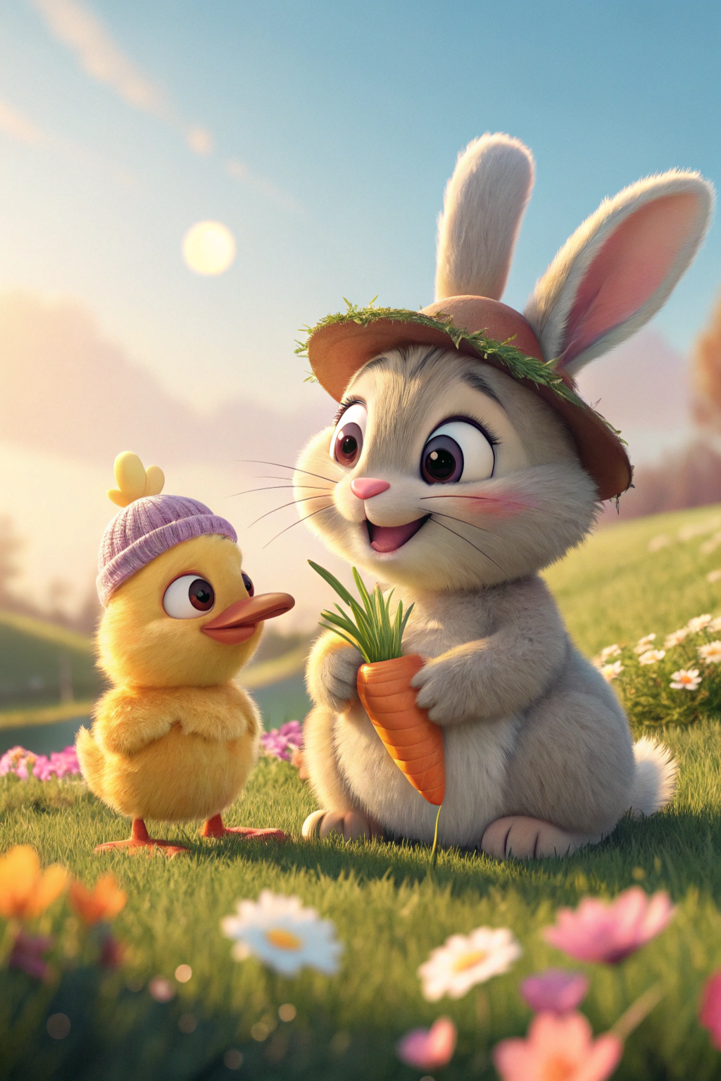 3D Pixar style bunny card