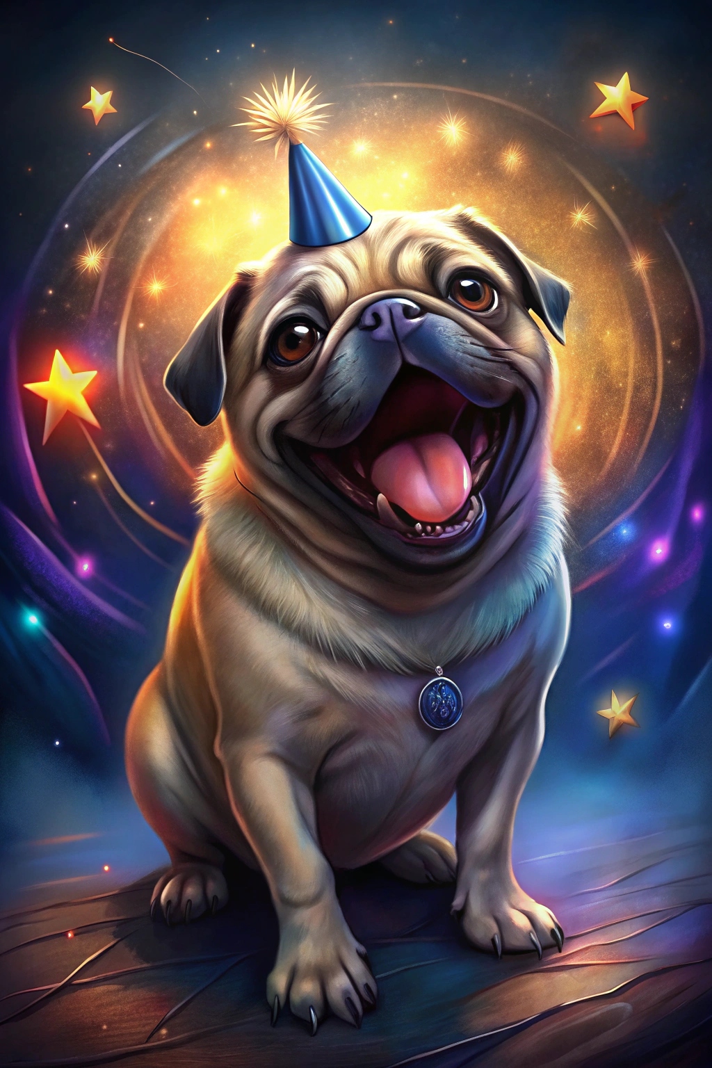 Happy pug birthday card