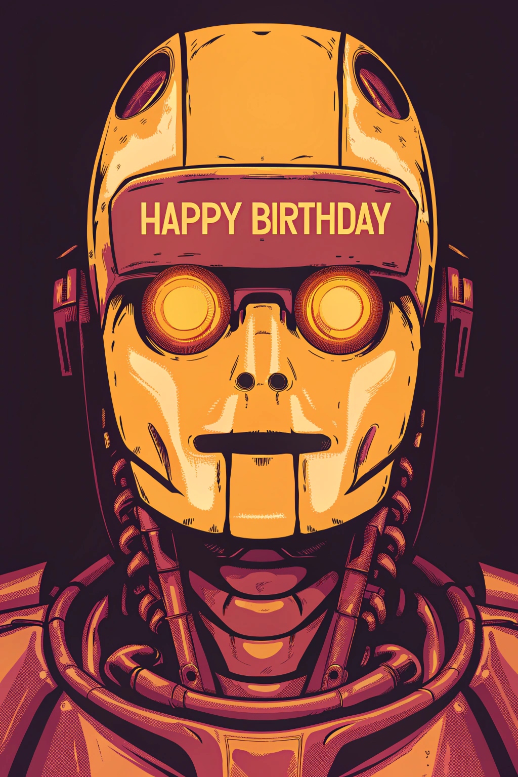 Sci-fi robot greeting card